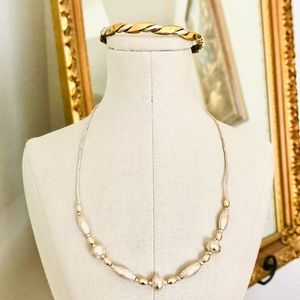 Vintage Silver Necklace and Twisted Bracelet Cuff